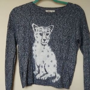 Teen Gray Cat Printed Sweater Shirt